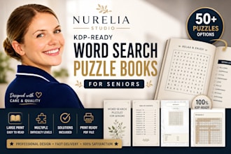 create word search puzzle, crossword, activity book interior