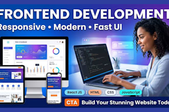 develop web frontend, react js, html css javascript, ui design, figma to html