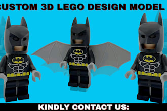 create 3d lego design, 3d toy minifigures, moc design and stl files
