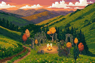 draw landscapes pixel art scenes, banners or backgrounds for your game