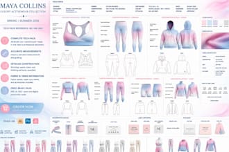 create professional activewear tech pack sportswear cad and fitness design