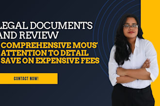 draft mous and employment and co founder agreements for you