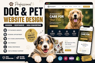 design a modern dog breeder or pet website, pet store