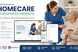 build homecare wordpress website with caregiver booking and application form