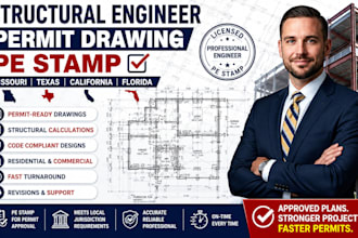 structural engineer permit drawing missouri texas california florida pe stamp