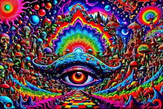create mushroom psychedelic album cover weed trippy stoner wall art illustration