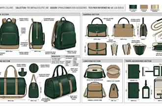 create luxury fashion tech pack for bag handbag backpack luggage and accessories