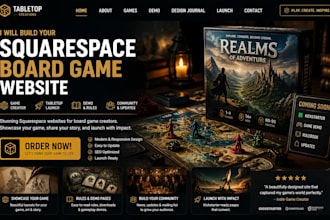 build squarespace board game creator webite tabletop launch website demo website