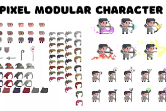 design pixel art modular characters with sprite sheets for games and animation