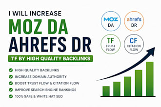 increase moz domain authority ahref domain rating tf da 50 by quality backlinks