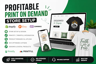 setup shopify etsy print on demand store, printify, printful, apliiq pod store