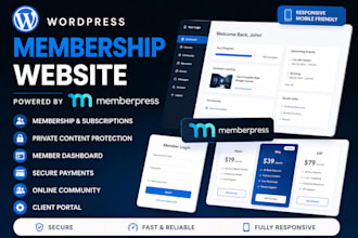 create wordpress membership website, memberpress, client portal