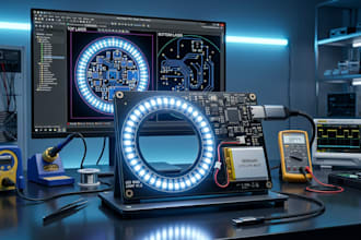 design led ring light pcb with usb c and battery circuit
