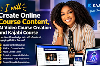 create online course content, ai video course creation kajabi  course