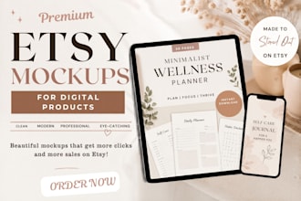 design etsy listing mockup images for digital products