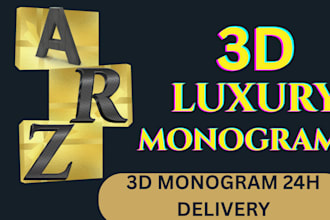 design luxury VIP 3d gold monogram in 24 hours