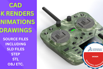 create cad models, 4k renders, animations, and professional drawings