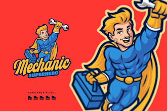 custom superhero comic logo design with dynamic style