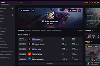 develop esport website, tournament website, gaming platfrom