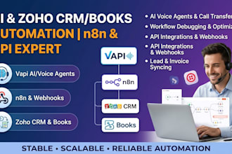 build and fix ai voice agent call transfer, n8n automation, zoho CRM API
