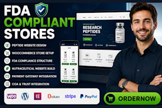build fda compliant research peptide website and nutraceutical woocommerce site