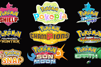 make pokemon inspired typography title screen, logo art for fangame and rom hack