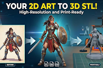 convert your 2d image into 3d stl file for 3d printing