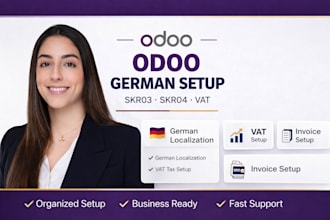 setup odoo german localization configure skr03 skr04, vat tax and invoices