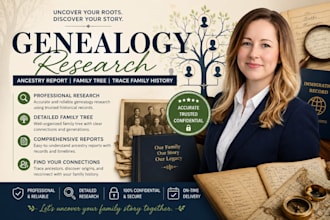 do genealogy research, ancestry report family tree  and trace family history