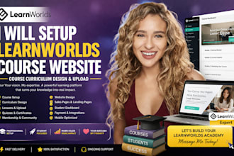 setup learnworlds course website, learnworld course curriculum design, upload