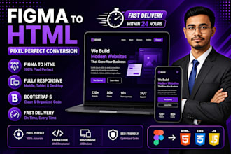 convert figma to HTML CSS bootstrap responsive website