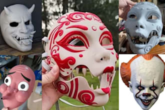sculpt 3d wearable mask print and paint 3d anime cosplay mask 3d helmet printing