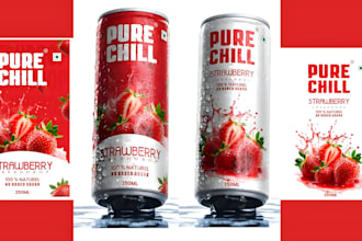 design beverages label, juice label, soda, energy drink and can label