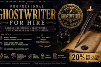 ghostwrite your book, ebook, game lore, quests and ad scripts