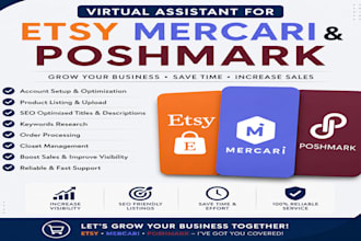 be your etsy virtual assistant, mercari VA and poshmark store manager
