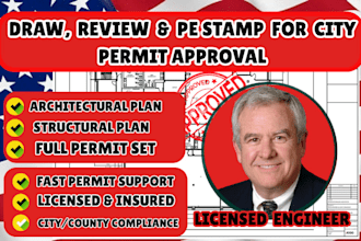 full city permit drawing set as licensed engineer in az ga wa for city permit