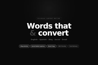 write blog posts and social media content in spanish and english