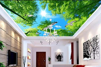 create realistic 3d pop ceiling and gypsum false ceiling design