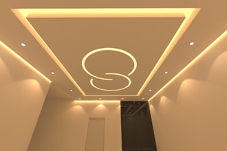 create realistic pop ceiling and gypsum false ceiling design