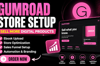 setup and optimize your gumroad ebook store, digital product store for sales