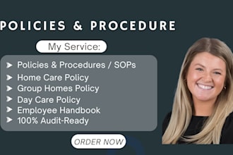 state policy and procedure, employee handbook for daycare,home care, group home