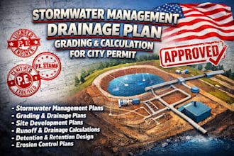 stormwater management drainage plan grading plan and calculation for city permit