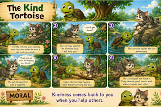 design a children book illustration storyboard and layout