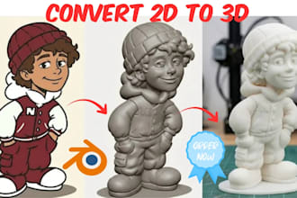 convert 2d to 3d stl model sculpt image to 3d printable cnc toy character figure