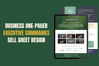 design business one pager, sell sheet, or executive summary