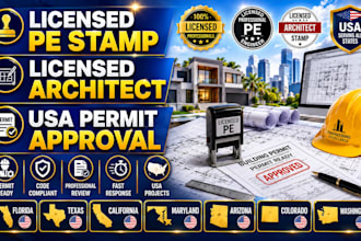 licensed engineer, licensed architect pe stamp in florida, texas, california usa