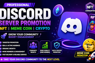 professional promote your discord server for nft and meme coin projects