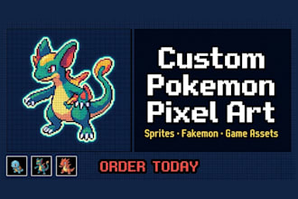 draw custom pixel art pokemon style sprites characters and game assets