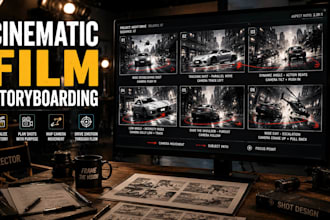 draw a cinematic film storyboard for movies and music videos