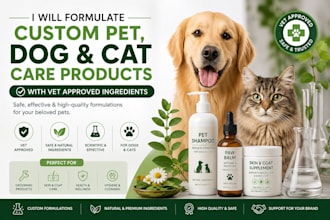 formulate custom pet, dog cat care products with v